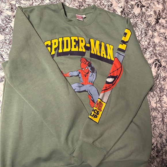 Marvel Spider-Man Men's Olive Crewneck Sweater - Picture 4 of 5
